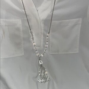 Elegant Silver Necklace with Crystal Accents